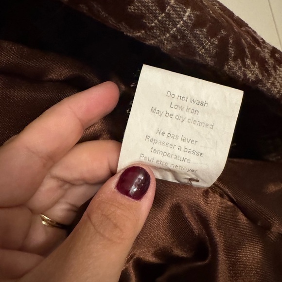 Vintage Y2K Tsunami Brown Plaid Leaf Velvet Moto Jacket Women S Fall Academia - Picture 10 of 10